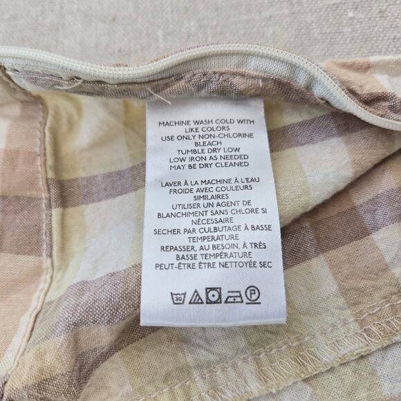 Free People The Way You Move Natural Plaid Linen Pants Edgy 70s Boho Size 12 - Picture 11 of 12